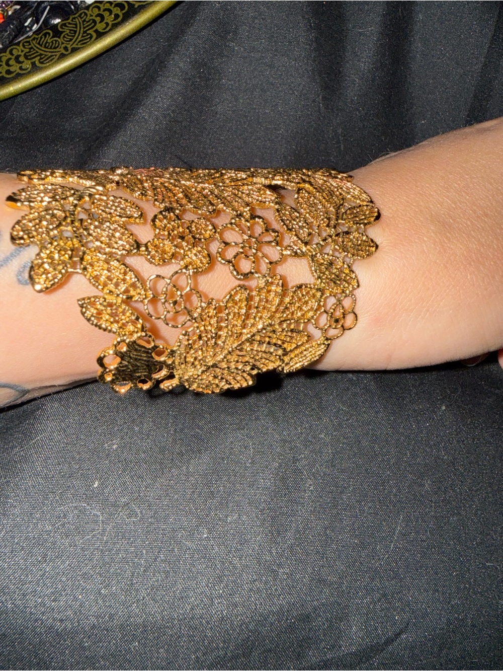Stella and Dot Gold Floral Filigree Cuff Bracelet - Women Jewelry